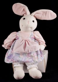 Velveteen Rabbit White Bunny Floral Dress 28" Large Plush Hard to Find